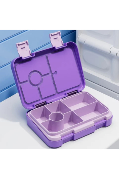 Choice 1100ml 1 6grid purple 37oz Adorable Cartoon Printed Bento Box Microwav...