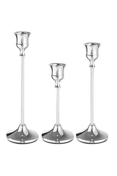 Choice حامل شموع معدني فضي فاخر لتزيين طاولة الزفاف وديكورات عيد الميلاد - حا...