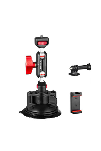 Choice حامل كاميرا شفط للسيارة مع حامل هاتف، مناسب للزجاج الأمامي أو لوحة الق...