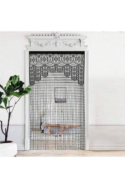 Choice ستارة باب من الدانتيل المكرمية، مقاس 100×200 سم، لون شامبانيا، طولها 1...