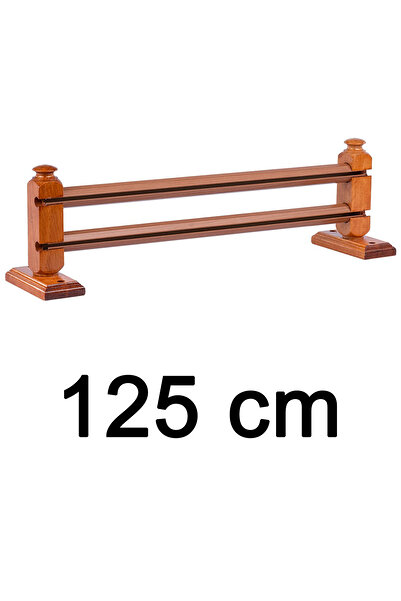 Perdejim Meşe 125 cm Çetray Çift Raylı Rustik Perde Askısı S Pile ve Kornişli...