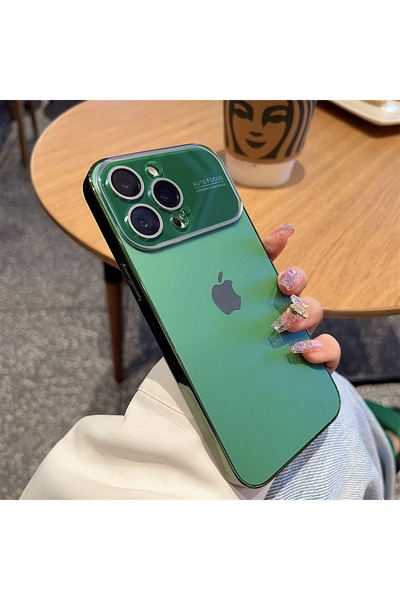 Choice جراب هاتف iPhone 16 Pro Max أخضر عالي الجودة، مصنوع من زجاج مطلي بالكه...