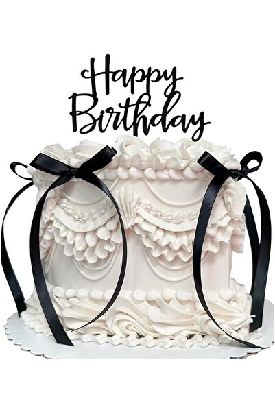 Choice black Ribbion Bow Cake Topper with Happy Birthday sign Coquette Themed...