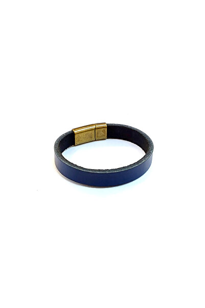 HER ŞEY NOTA www.herseynota.com Navy Blue Genuine Leather Men's Bracelet – Mi...