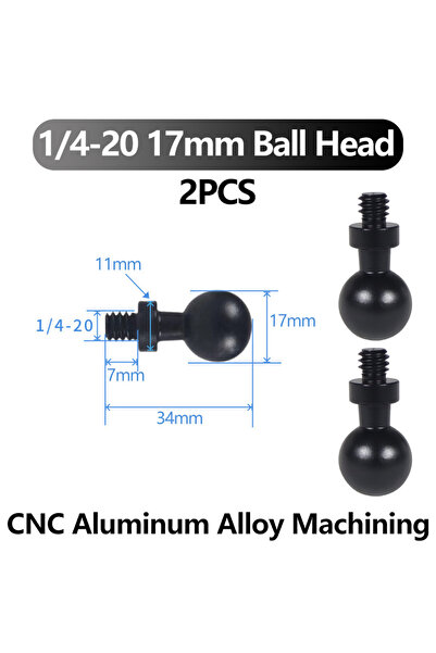 Choice 17mm 2PCS Black 2PCS Aluminum Alloy Ball Head Mount Adapter With 1/4"-...