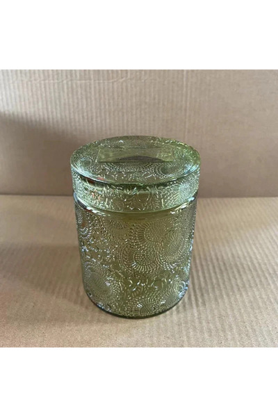 Choice green Glass Storage Jar with Lid Candle Empty Cup Storage Container Ho...