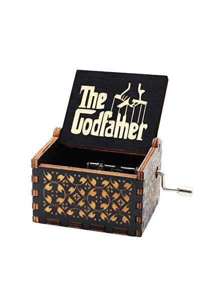 Miniso black Wooden Hand Cranked Music Box Solid Wood Antique Carved Wooden H...