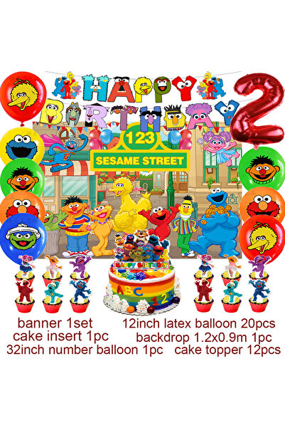 Miniso Other A2 1SET Cartoon Sesames &Streets Birthday Party Decoration Dispo...