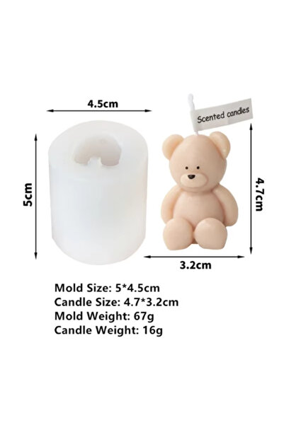 Choice1 قالب سيليكون ثلاثي الأبعاد على شكل دب كرتوني لطيف لصنع الشموع، يمكنك ...