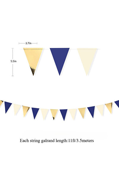 Choice1 3 PCS Blue Gold Blue Gold Triangle Flag Pennant Banner Bunting for Gr...