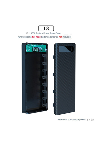 Choice1 حامل بطارية 18650 USB أسود 8 فتحات DIY 8*18650 حافظة بنك طاقة صندوق ت...