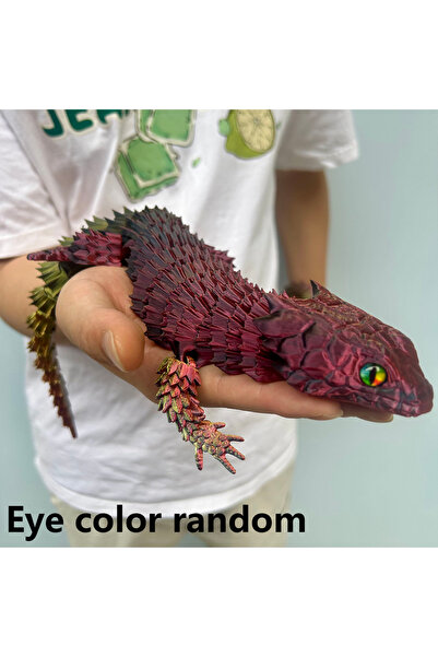 Choice تمثال سحلية مطبوع ثلاثي الأبعاد، أسود وأحمر وذهبي، بطول 23.5 سم (9.25 ...