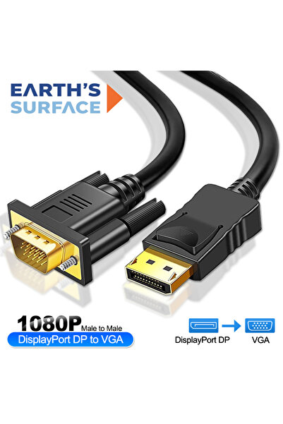 Choice كابل محول DisplayPort إلى VGA عالي الدقة 1080P بطول 1.8 متر، كابل فيدي...