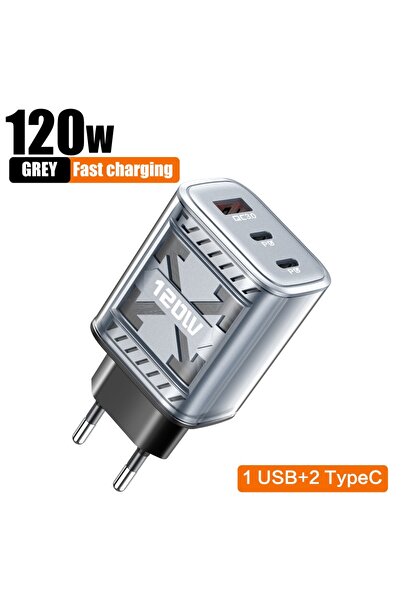 Choice EU Gray PD 120W USB Type C Fast Charging Charger Multi Ports Mobile Ph...