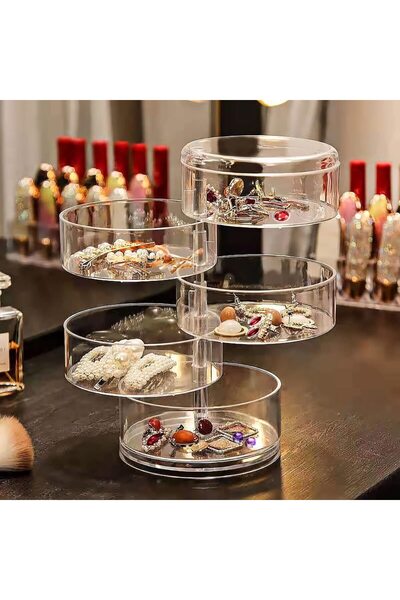 Choice Clear 5 Tier Jewelry Organizer, Rotatable Hair Ribbon Box Earring Hold...