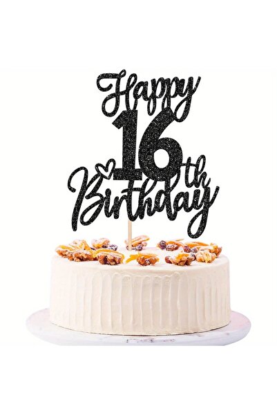 Choice black 1 PCS Black Cool Awesome 16th Birthday Cake Topper - Hello 16 Si...