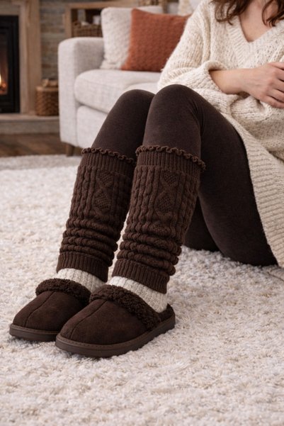 STOCALZE Women's Knitted Leggings Below Knee Knitwear Winter 10 Colors