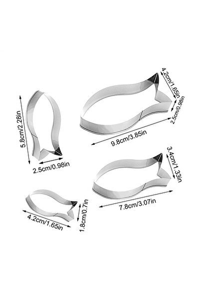 Choice B 4 قطع من قوالب تقطيع البسكويت على شكل سمكة كرتونية من الفولاذ المقاو...