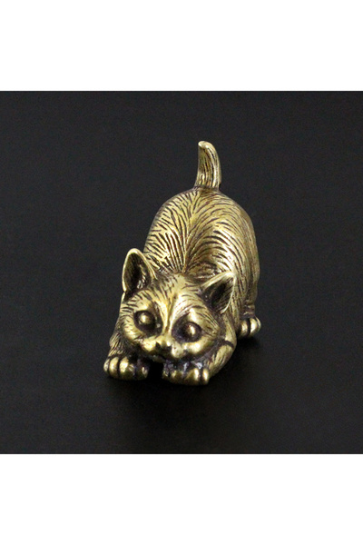 Choice lazy 1PC Brass Kitty Ornament - Office Desktop Ornament with Bored Ret...