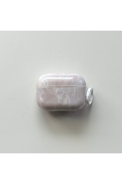 Choice غطاء سماعات أذن أبيض أنيق من قماش الحرير الأزرق والأبيض بنقشة فيونكة ل...