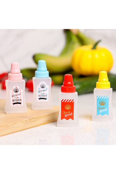 Choice MULTI 4pcs - Square Seasoning Split Bottle Cute Mini Portable Sauce Bo...