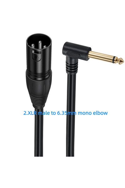 BSN 0.5M 2.XLR male to 6.35 Right Angle Mono TS 6.35mm Male to 3P XLR Male Au...