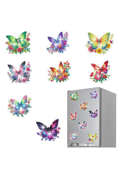 Choice BXT016 8 مغناطيس ثلاجة بتصميم فراشة ملونة يمكنك صنعها بنفسك، مجموعة فن...