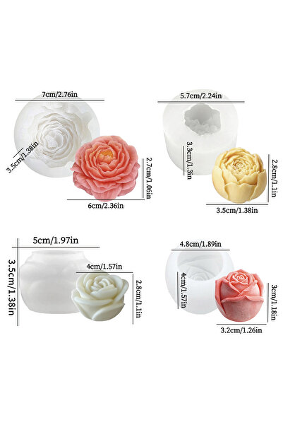 Choice مجموعة قوالب زهور مكونة من 4 قطع - الفاوانيا، والورد، وبراعم الزهور، و...