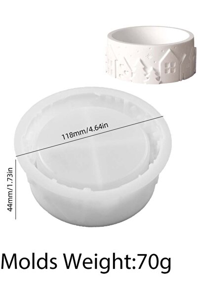 Choice قالب سيليكون دائري مزخرف على شكل منزل وشجرة وكأس شمعة وكوب، صندوق تخزي...