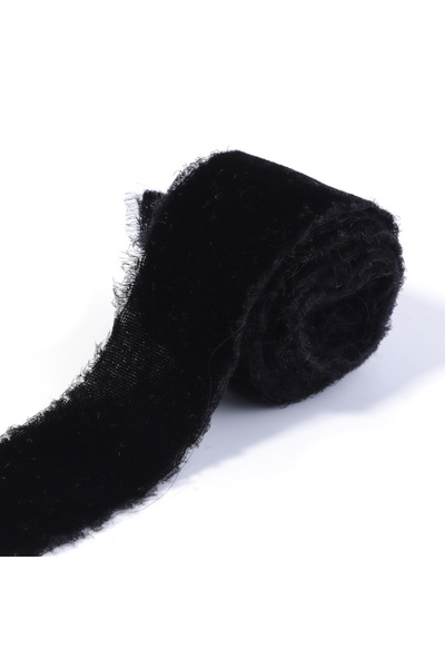 Choice 4cm 1.5Yards Black 1 Roll 4cm Frayed Edged Satin Handmade Velvet Silk ...
