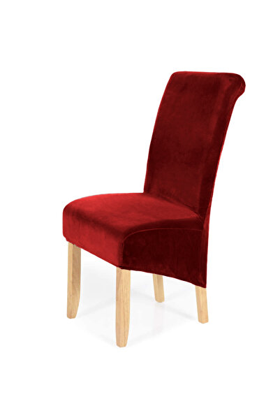 Choice أغطية كراسي طعام مخملية مطاطية كبيرة الحجم باللون العنابي، قابلة للإزا...