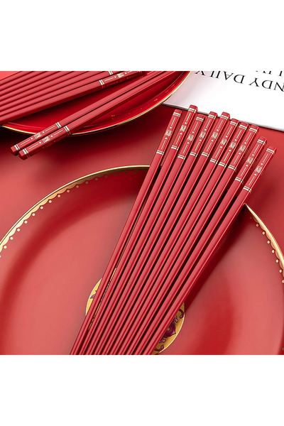 Choice Red 10Pairs 5Pairs Non-Slip Chopsticks Christmas High Quality Home Hot...