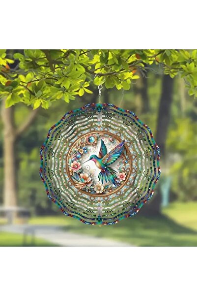 Choice دولاب هواء على شكل طائر الطنان - منحوتة معدنية ثلاثية الأبعاد متحركة، ...