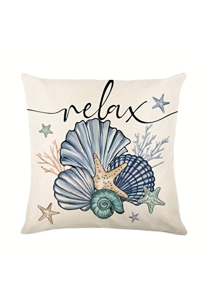 Choice غطاء وسادة صيفي نابض بالحياة بنقشة نجم البحر والصدفة، مصنوع من الكتان،...