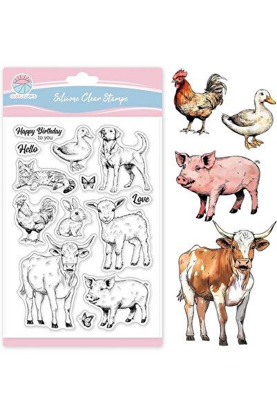 Choice طوابع شفافة لحيوانات المزرعة لصنع البطاقات (AECH09-06049) - قطط، كلاب،...