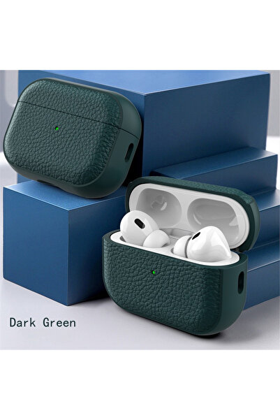 Choice جراب سماعات أذن من الجلد الأخضر الداكن، غطاء حماية لسماعات AirPods 4 و 3