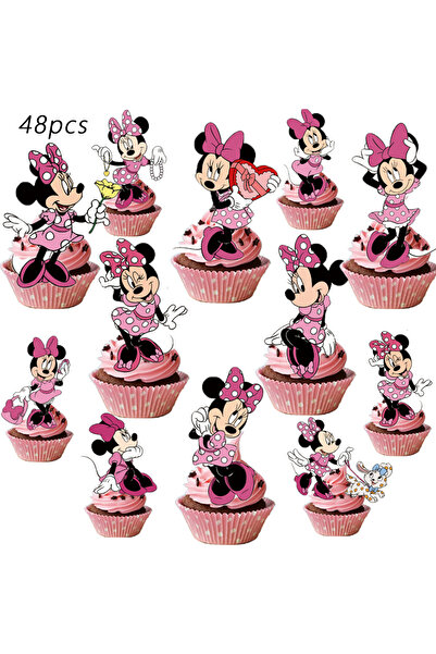 Miniso ٤٨ قطعة من زينة كب كيك ميني، زينة عيد ميلاد ميني، لوازم حفلات بطابع ميني