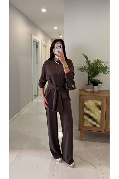 BİRCANÇİL Gessa Brown Front-Tie Modal Set