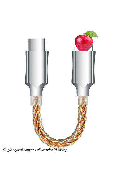 Choice كابل صوت USB-C إلى USB-C مطلي بالفضة، مناسب لأجهزة دونجل DAC ومضخمات س...