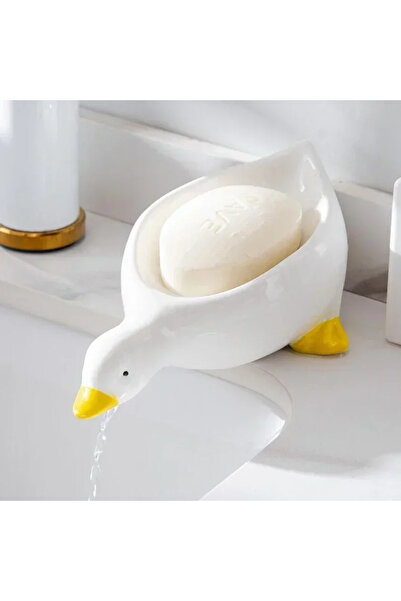 Choice White Cute Duck Soap Box Cartoon Drainage Shelf Wall Mounted Bathroom ...