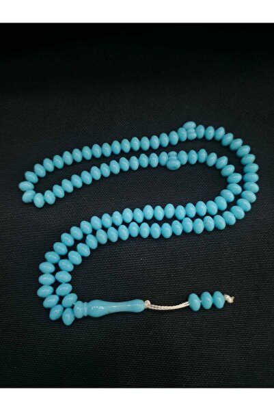 sarıyer silver Blue Colored Plastic Stone 99 Grain Prayer Beads 99-Tasbih Pra...