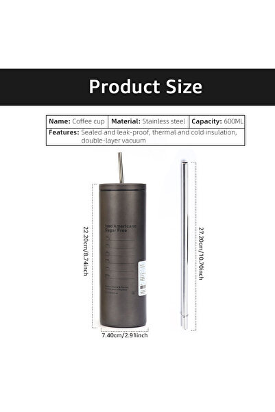 Choice 601-700ml Style A black Coffee Cup Thermos 304 Stainless Steel Double ...