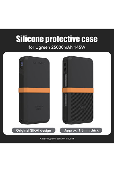 Choice جراب سيليكون أسود وبرتقالي من سيكاي لشاحن يوغرين المحمول بقدرة 145 واط...