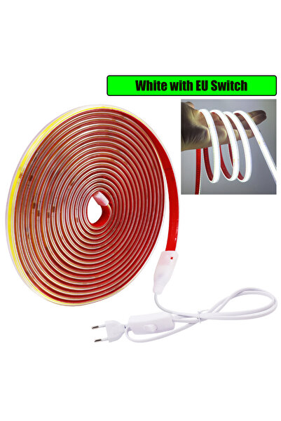 Choice شريط إضاءة COB أبيض بطول مترين، يعمل بجهد 220 فولت تيار متردد، مزود بم...