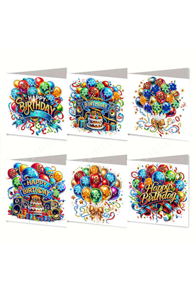 Choice 30X15CM 6-Piece Diamond Painting Birthday Card Set - Birthday Gift, Pe...