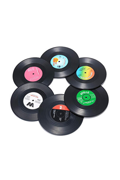Choice Multicolor - 6pcs Set of 6 Colorful Retro Vinyl Record Disk Coasters f...