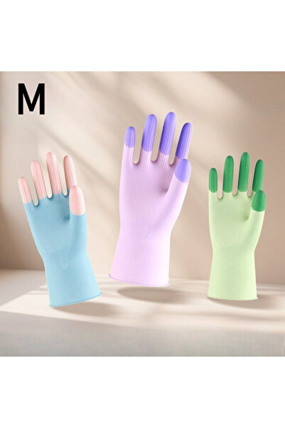 Choice M 3 Pairs 3 Pairs, Colorful Household Cleaning Gloves, Kitchen Dishwas...