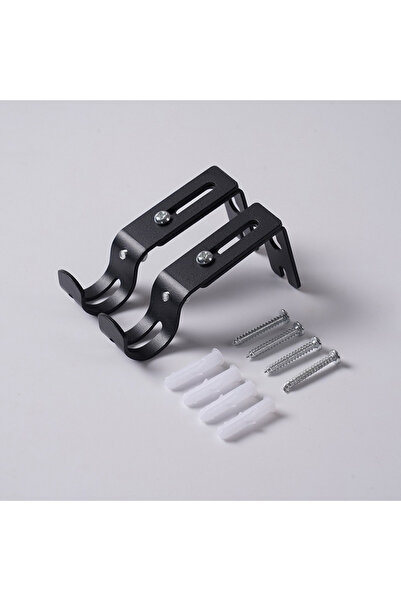 Choice A 2pc Wall-mounted Curtain Rod Support Extendable Metal Roman Pole Bra...