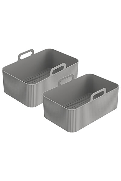 Choice grey 2Pcs Air Fryer Silicone Pot with Handle Air Fryer Liner Heat Resi...