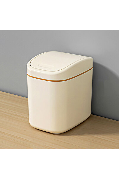 Choice سلة مهملات صغيرة برتقالية اللون، مصنوعة من البلاستيك، مزودة بغطاء قابل...